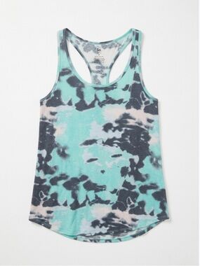 SO Tie-Dye Racerback Tank Top - Aqua, Black & White